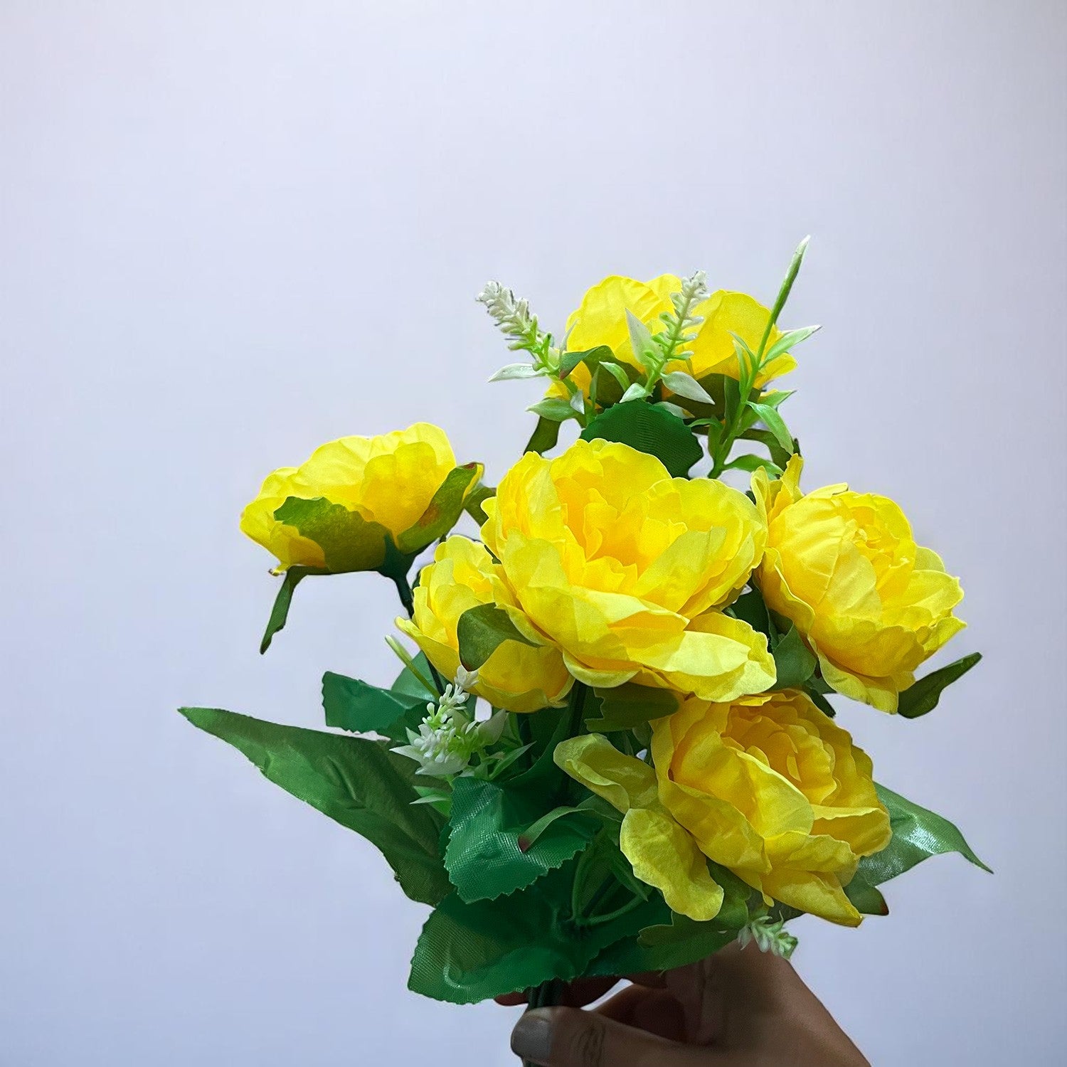 Artificial Flowers Rose Sticks | Faux Flowers Bunch - for Home Decor, Living Room, Wedding & Party Decoration (Vase Not Included) - 15 Inch - Apkamart #Colour_Yellow