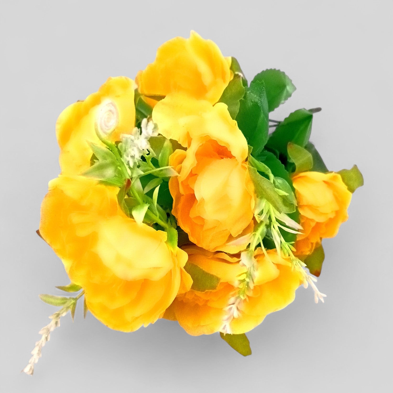 Artificial Flowers Rose Bunches for Vase Pot | Faux Flowers Stem - for Home Decor, Living Room, Office & Festivals Decoration (Vase Not Included) - 15 Inch - Apkamart #Colour_Yellow