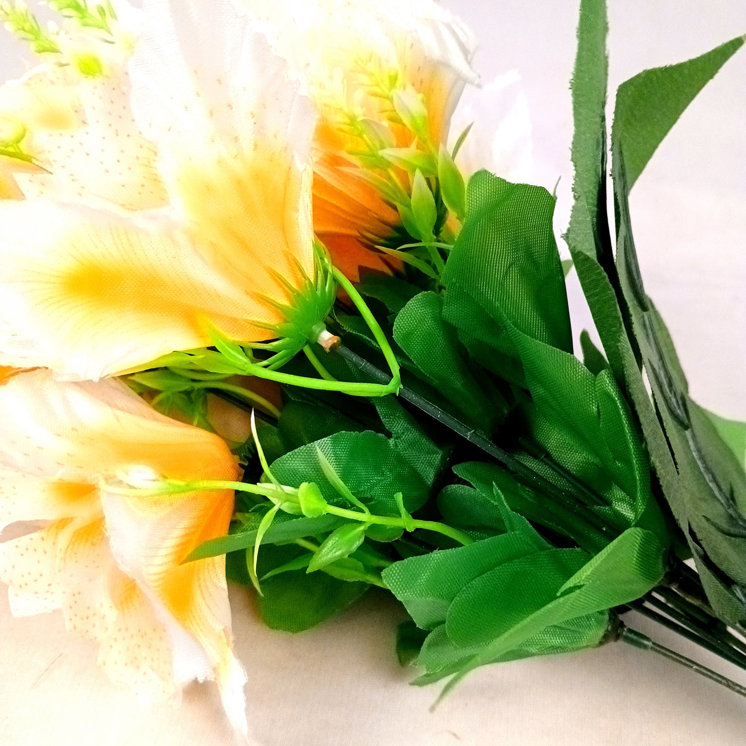 Artificial Flower Bouquets | Faux Flowers Bunch - for Table Vase, Pot, Home Decor, Living Room, Side Table Centerpiece - 18 Inch - Apkamart #Colour_White