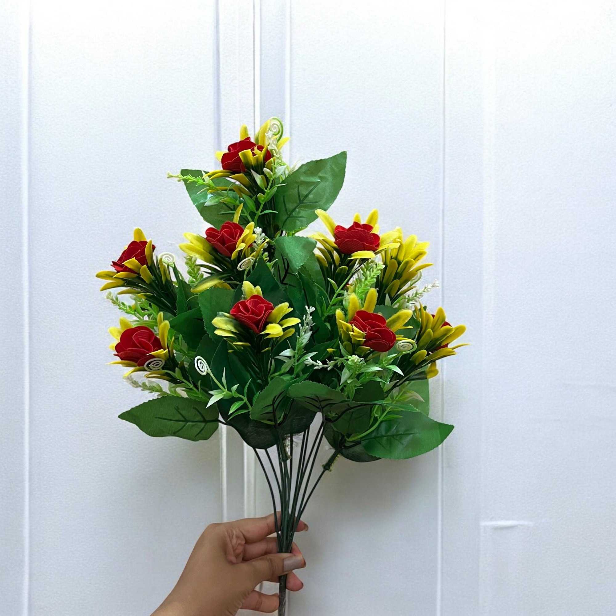 Artificial Flowers Bunches lily for Vase Pot | Faux Flowers Stem - for Home Decor Living Room Side Table Centerpiece - 18 Inch - Apkamart #Colour_Multicolor