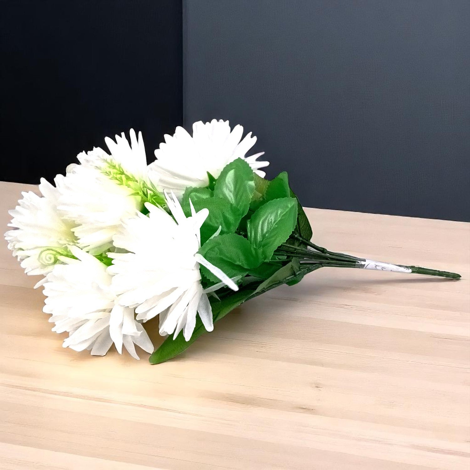 Artificial Flowers Dahlia Bunches for Vase Pot | Faux Flowers Stick - for Home Decor, Living Room, Wedding & Party Decoration  (Vase Not Included) - 15 Inch - Apkamart #Colour_White
