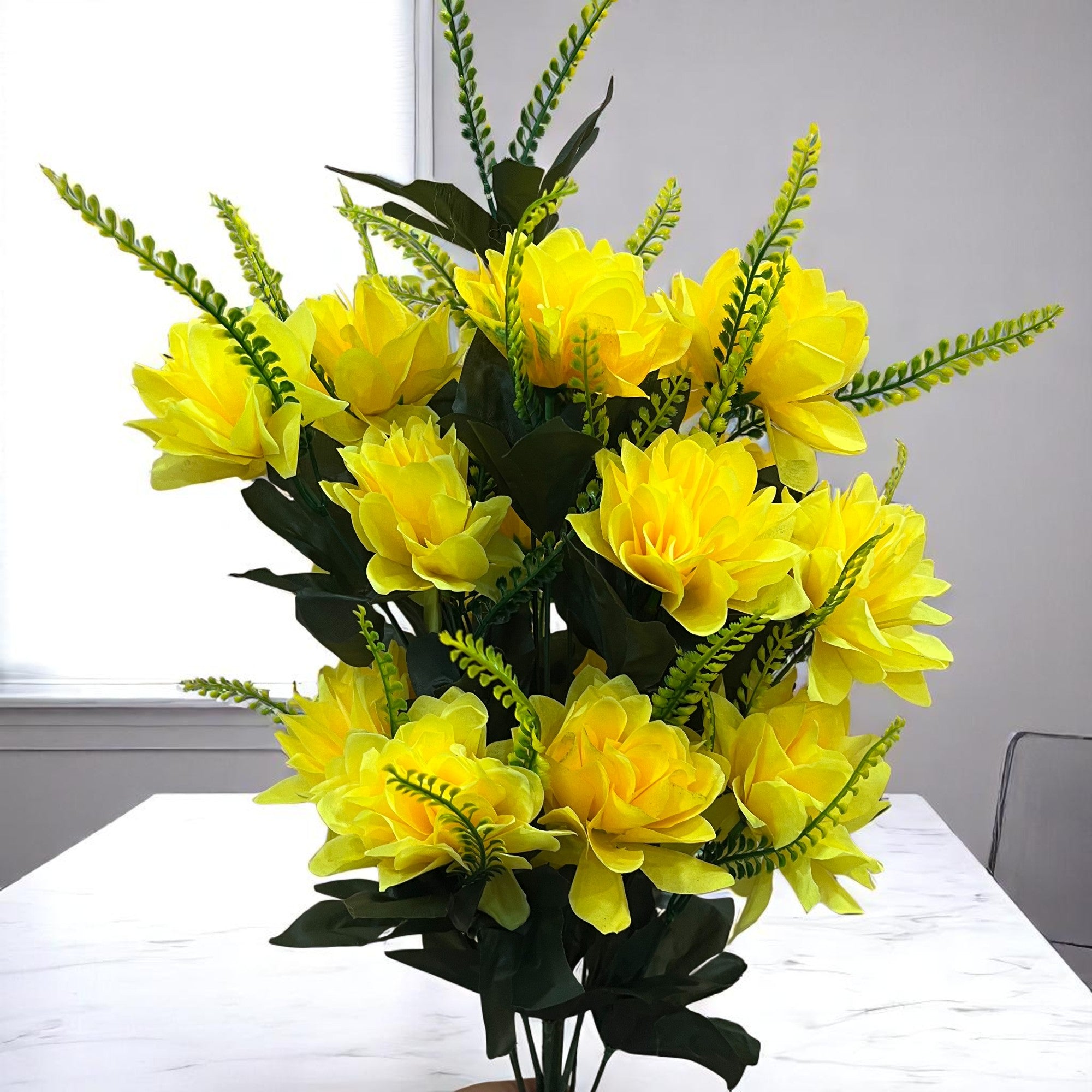 Artificial Flowers Bunches for Vase Pot | Faux Flowers Sticks - for Home Decor Living Room Side Table Centerpiece - 27 Inch - Apkamart #Colour_Yellow