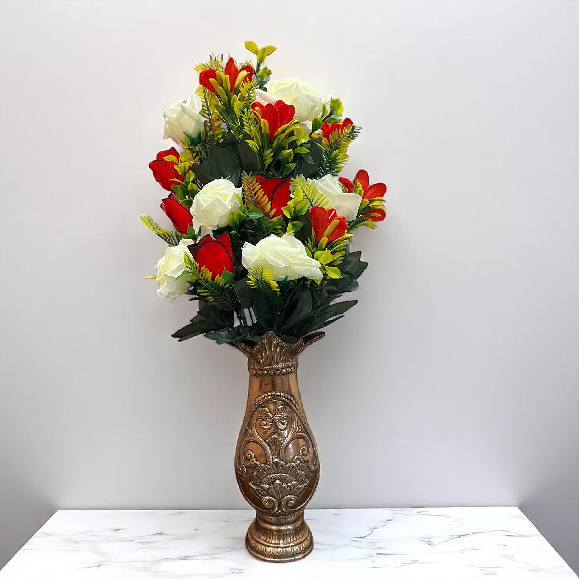 Artificial Flower Rose Sticks | Fake Flowers Bunch - For Vase, Pot, Home, Bedroom, Balcony, Living Room - 24 Inch - Apkamart