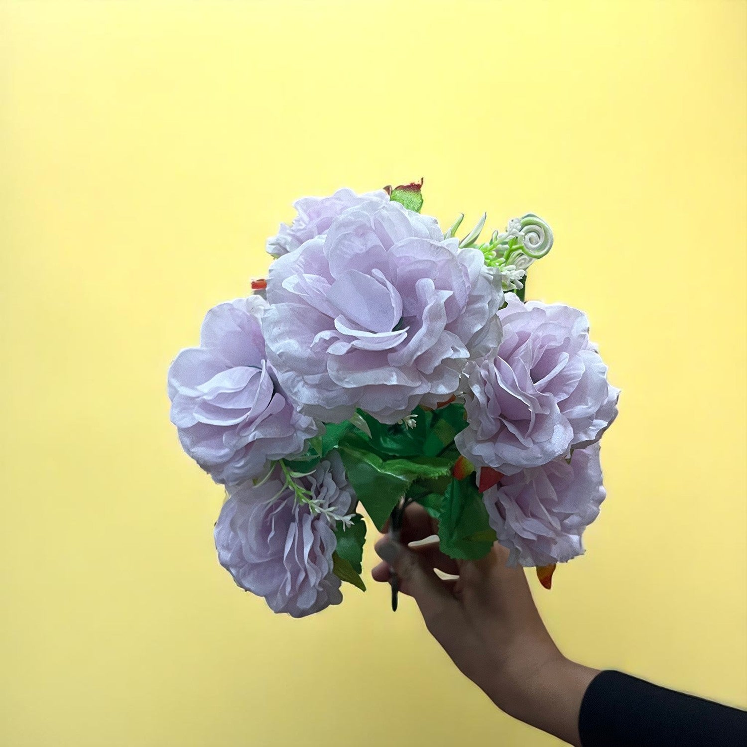 Artificial Flowers Rose Sticks | Faux Flowers Bunch - for Home Decor, Living Room, Wedding & Party Decoration (Vase Not Included) - 15 Inch - Apkamart #Colour_Purple