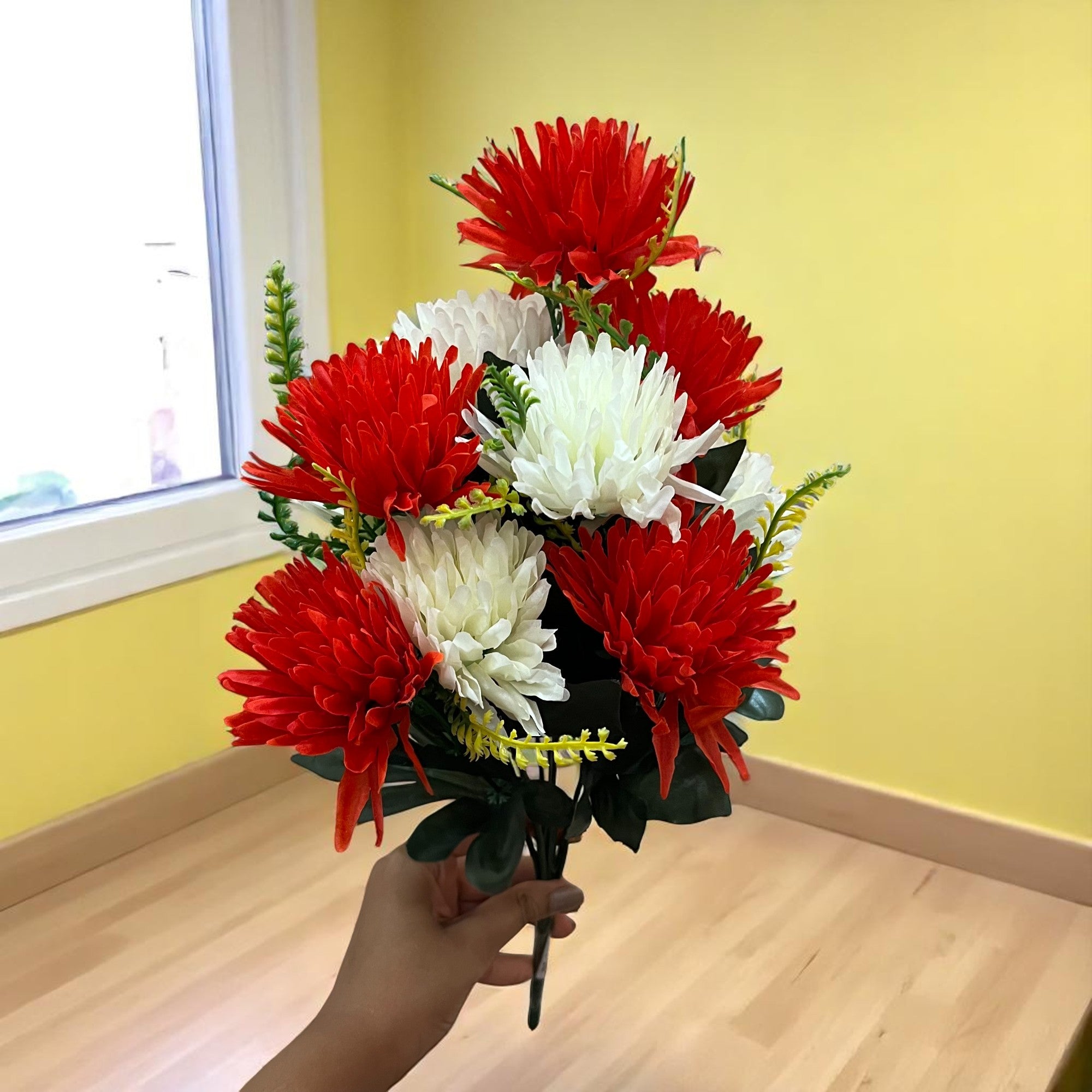 Artificial Marigold Flower Bouquets | Fake Flowers Bunch - For Vase, Pot, Home, Bedroom, Balcony - 16 Inch - Apkamart #Style_Design 1