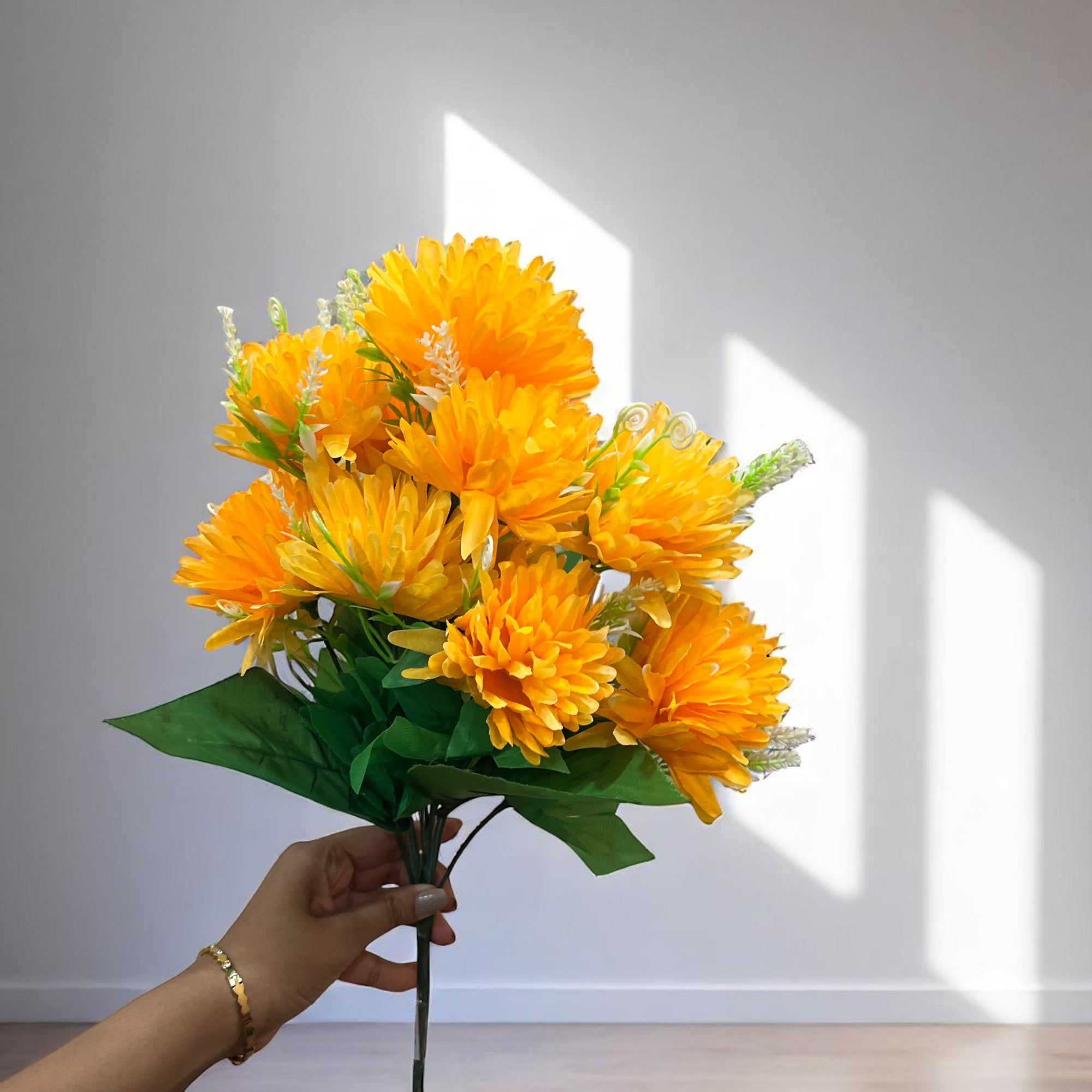 Artificial Flower Dahlia | Fake Flowers Bunch Dahalia - For Vase, Pot, Home, Bedroom, Balcony, Office Corner, Living Room - 18 Inch - Apkamart #Colour_Yellow