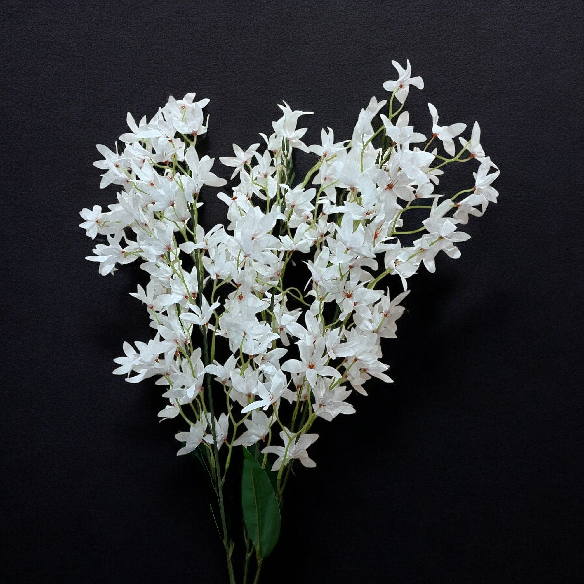 Artificial Orchids Flower Bouquets | Fake Flowers Bunch - For Vase, Pot, Home, Bedroom, Balcony, Office Corner, Living Room - 28 Inch - Apkamart #Colour_White