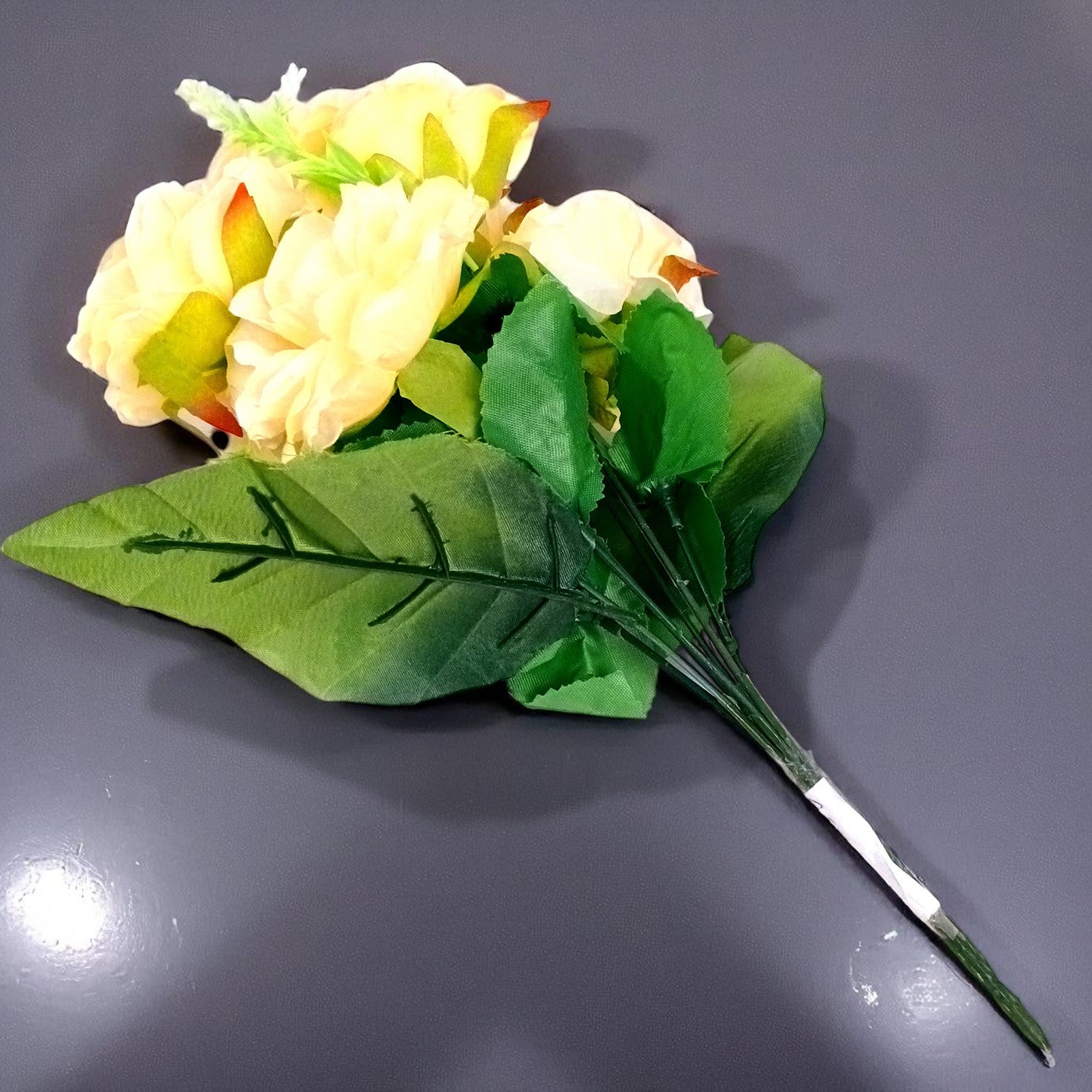 Artificial Flowers Rose Bunches for Vase Pot | Faux Flowers Stem - for Home Decor, Living Room, Office & Festivals Decoration (Vase Not Included) - 15 Inch - Apkamart #Colour_Yellow