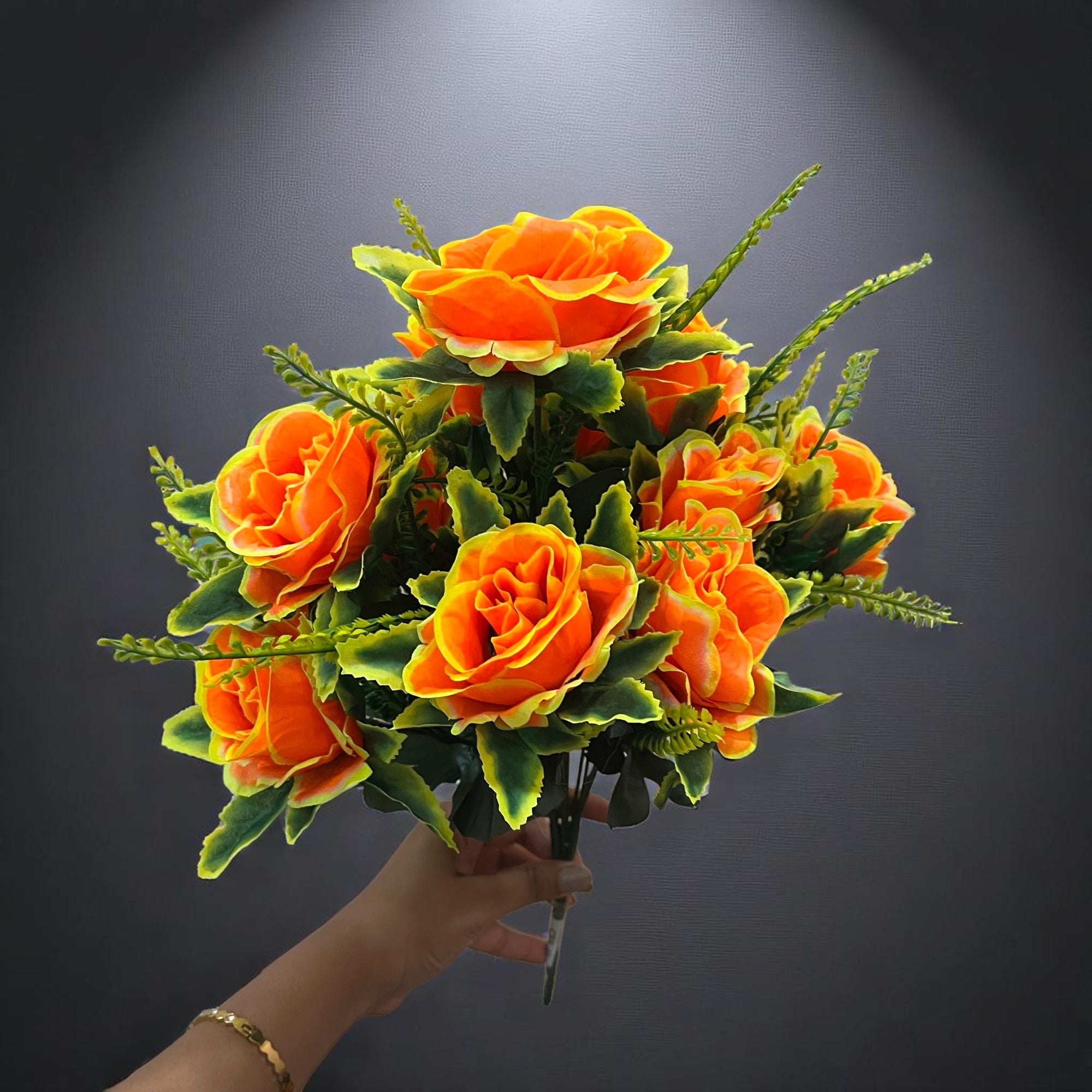 Artificial Flower Bouquet | Rose Fake Flowers Bunch - For Vase, Pot, Home, Bedroom, Balcony, Office Corner, Living Room - 16 Inch - Apkamart #Style_Design 2