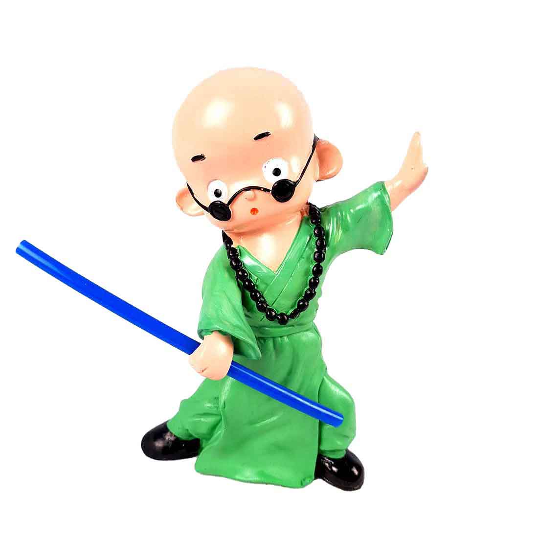 Baby Monk Showpiece - Ninja / Karate / Kung Fu Design | Feng Shui Decor - For Good Luck, Home, Table, Shelf, Office Decor & Gift- 8 Inch - Apkamart #Colour_Green