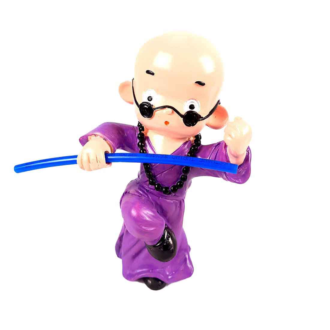 Baby Monk Showpiece - Ninja / Karate / Kung Fu Design | Feng Shui Decor - For Good Luck, Home, Table, Shelf, Office Decor & Gift- 8 Inch - Apkamart #Colour_Purple