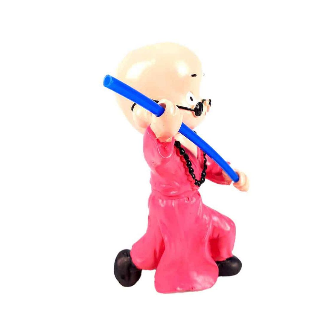 Baby Monk Showpiece - Ninja / Karate / Kung Fu Design | Feng Shui Decor - For Good Luck, Home, Table, Shelf, Office Decor & Gift- 8 Inch - Apkamart #Colour_Pink