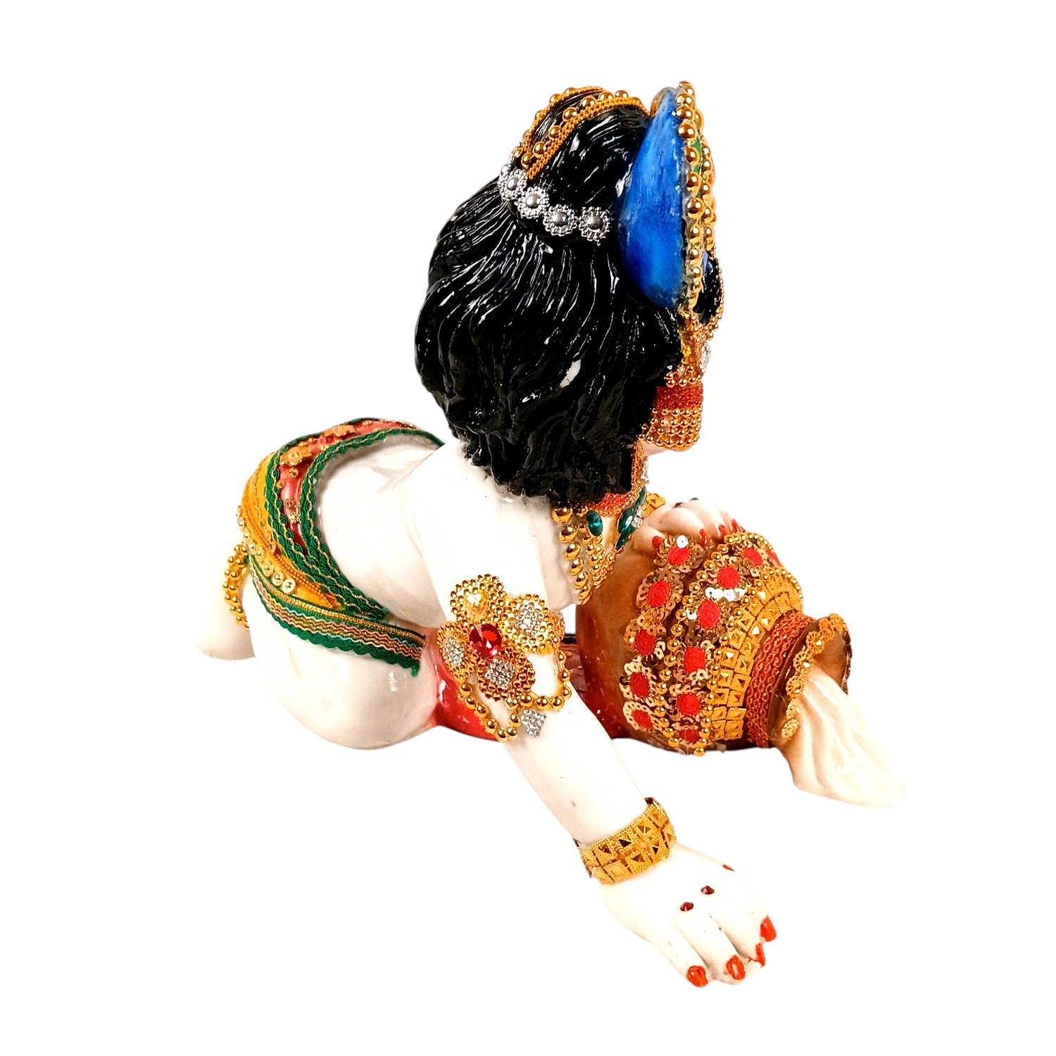 Bal Gopal Krishna Statue | Laddu Gopal dol for Home, Pooja Room & Vastu | Religious Table Decor & Diwali Gift - 13 Inch - Apkamart