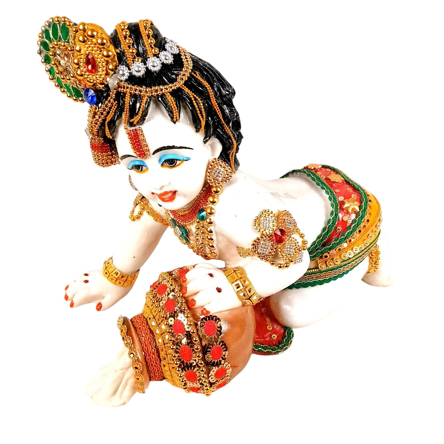 Bal Gopal Krishna Statue | Laddu Gopal dol for Home, Pooja Room & Vastu | Religious Table Decor & Diwali Gift - 13 Inch - Apkamart