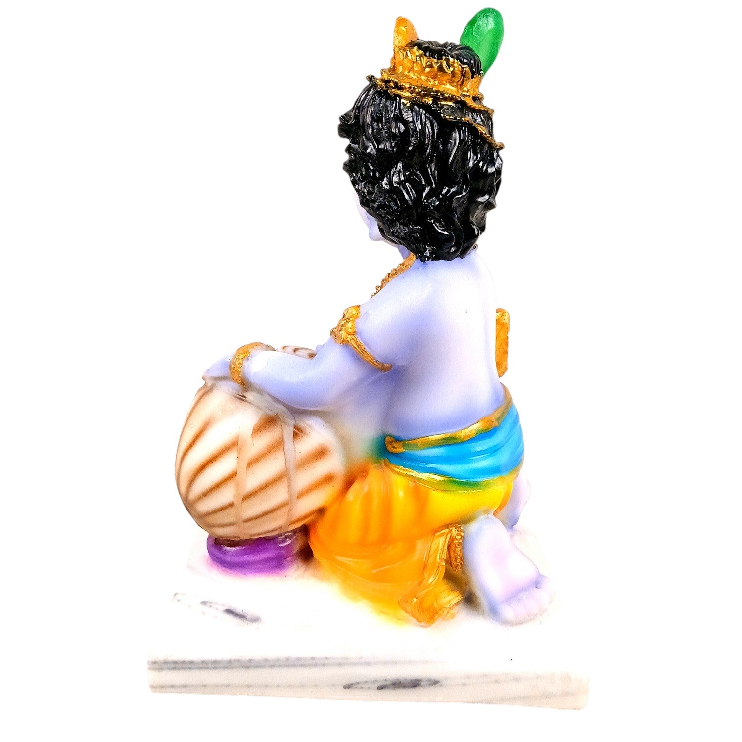 Bal Gopal Krishna Statue | Laddu Gopal Resin Idol for Home, Pooja Room & Vastu | Kanha Statue With Makhan | Religious Table Decor & Diwali Gift - 9 Inch - Apkamart