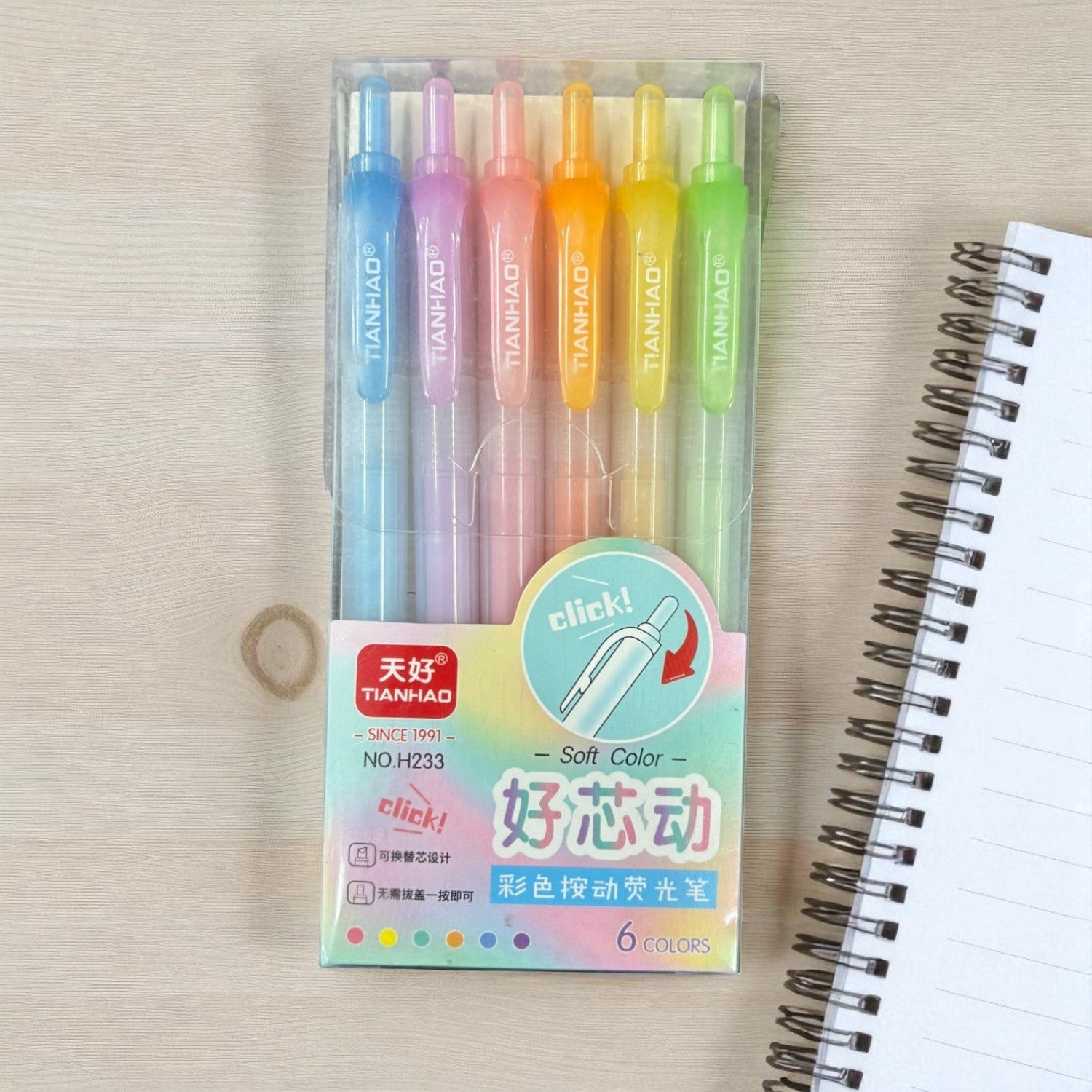 Highlighters | Chisel Markers Pen Hi-lighter for School Supplies, Stationery Items - for Girls, Boys, School, Crafts, Drawing, Birthday Gift & Return Gifts -  (Pack of 1) (6 Pens) - Apkamart