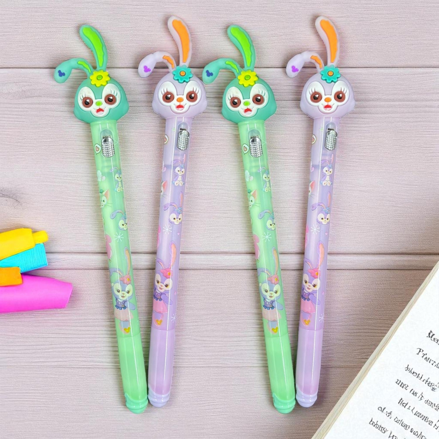 Ball Pen with LED Light | Ballpoint Pens | Writing Pen For Smooth Writing - for Kids, Girls, Boys, Students, School, Birthday Gift & Return Gifts - Apkamart #Style_Pack Of 4