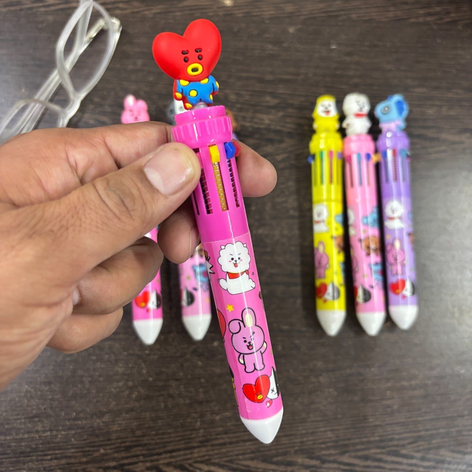 Cool & Stylish 10-in-1 Multi Color Ballpoint pen - for Kids | Animal & Heart design on top |design ballpoint pen, creative pen | Best for Gift & Return Gift