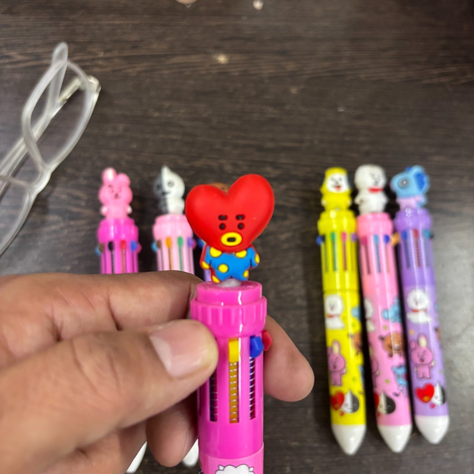 Cool & Stylish 10-in-1 Multi Color Ballpoint pen - for Kids | Animal & Heart design on top |design ballpoint pen, creative pen | Best for Gift & Return Gift