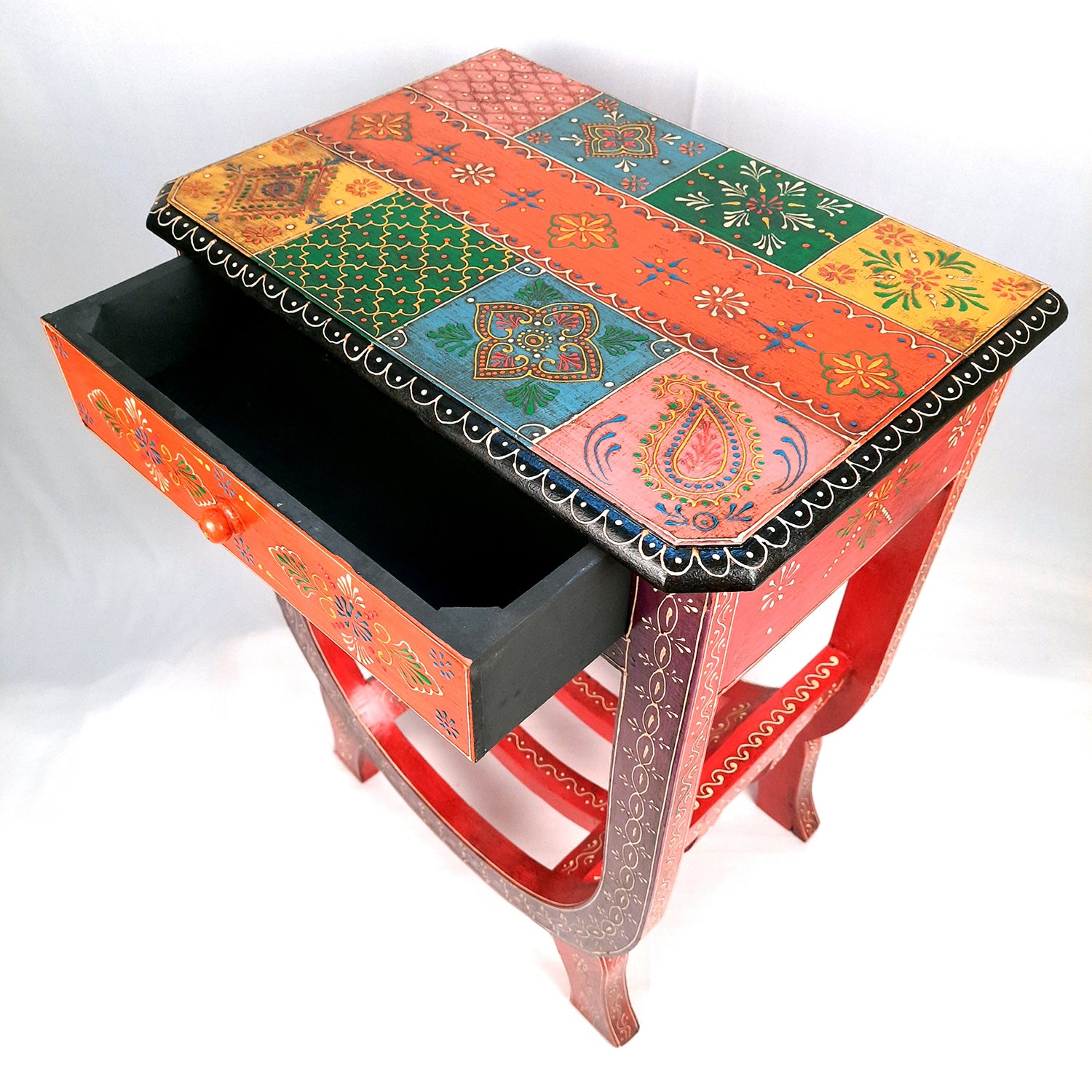 Wooden Bedside Table With Drawer | End Side Table | Coffee Tables - for Living Room, Bedside, Sofa Side, Corners, Home Decor & Gifts - 24 Inch - Apkamart #color_Purple