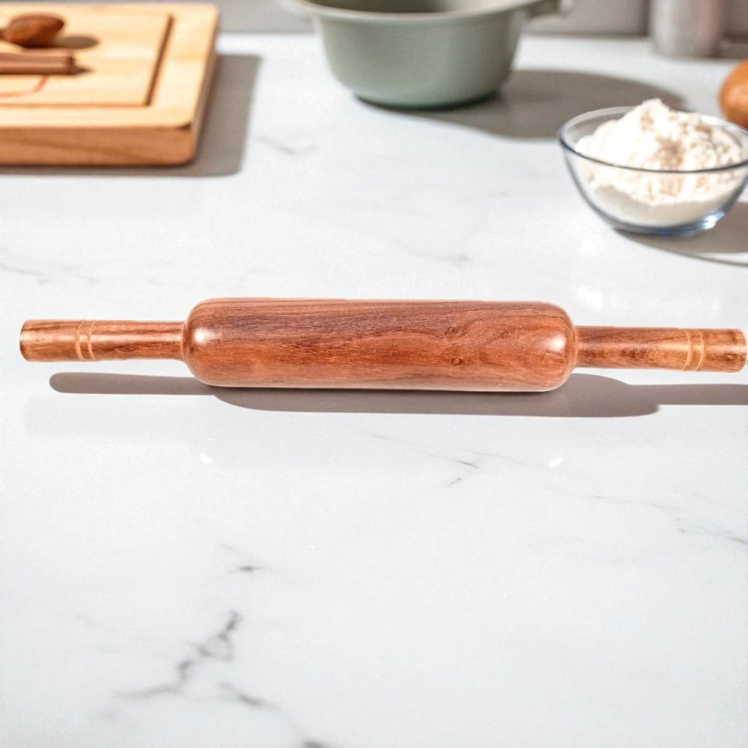 Sheesham Wood Belan | Rolling Pin | Roti Belan | Chapati Roller | Latna Thick Size | Belna for Making Roti, Paratha, Puri, Papad - for Home & Kitchen - 15 Inch - Apkamart