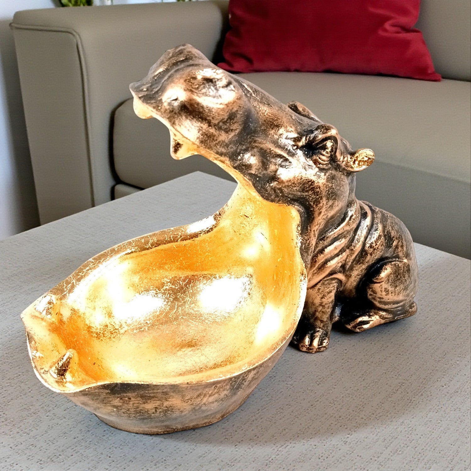 Big Mouth Hippopotamus Statue | Hippo Showpiece for Vastu & Home Décor | Decorative Animal Figurine for Living Room, Office Table & Gifting - 10 Inch - Apkamart