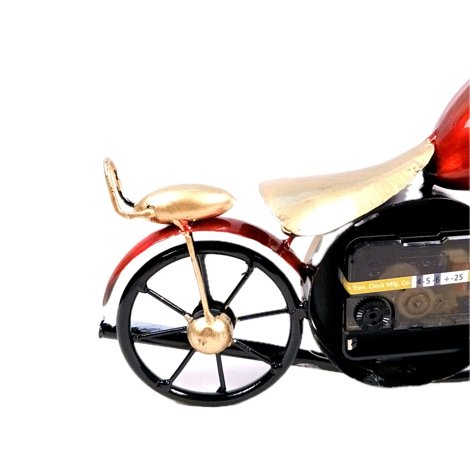 Bike Showpiece With Table Clock | Vintage Motor Cycle Bike Miniature With Desk Watch - for Home, Living Room, Desk, Office Decor & Gifts - 12 Inch - Apkamart