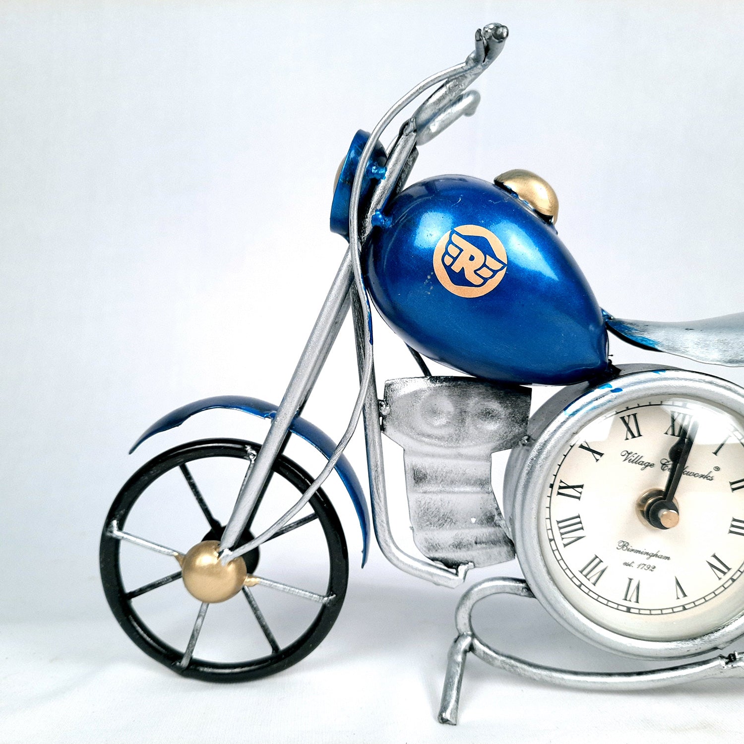 Table Clock Cum Bike Showpiece | Desk Clock | Watch For Shelf & Office tables - For Home, Living Room, Study Table, Desk, Office Decor & Gifts - 12 Inch - apkamart #Color_Blue