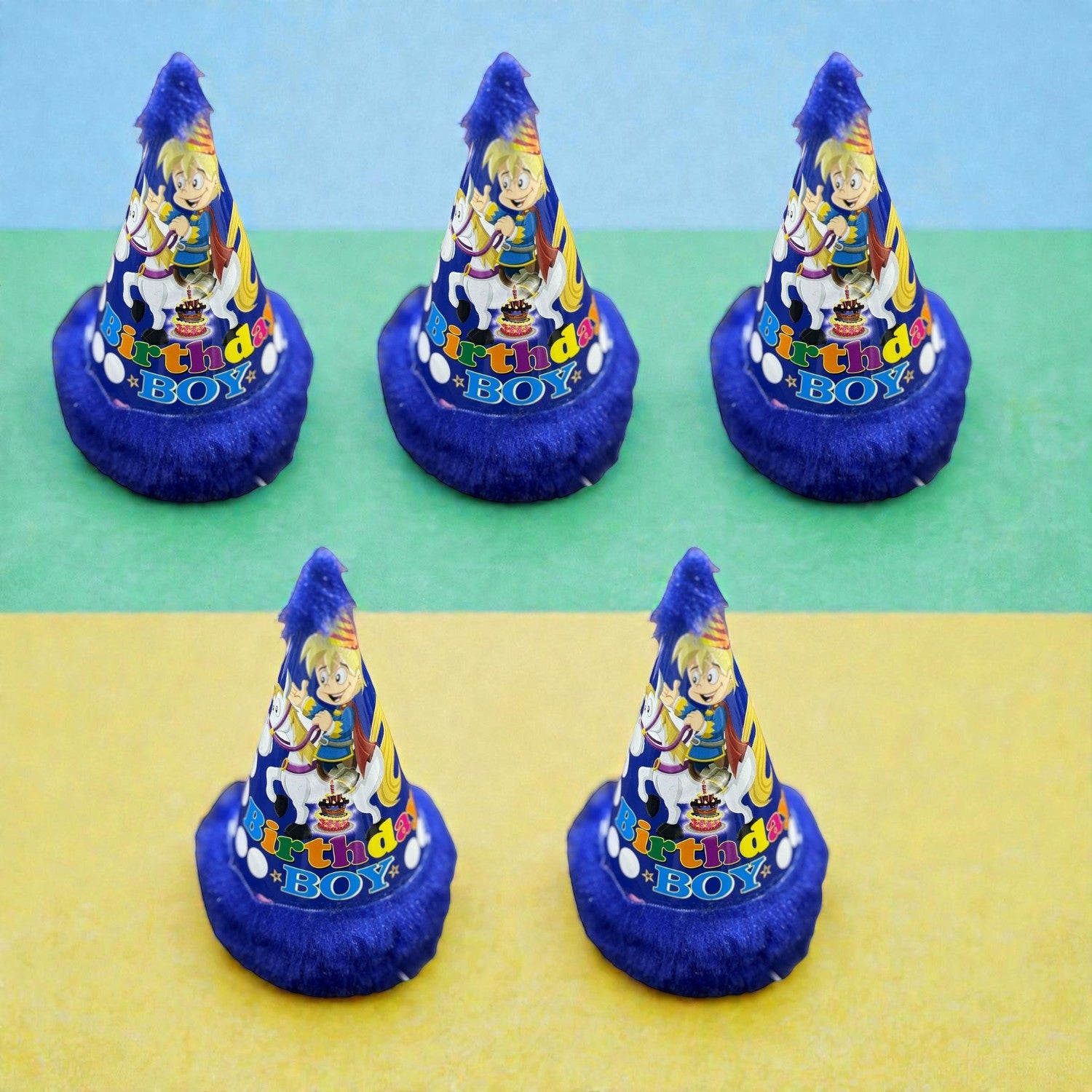Birthday Caps for Boys | Happy Birthday Party Caps for Kids | Colorful Birthday Cap for Kids Celebration | Birtday Party Caps for Home & School Parties - Apkamart #Style_pack Of 5