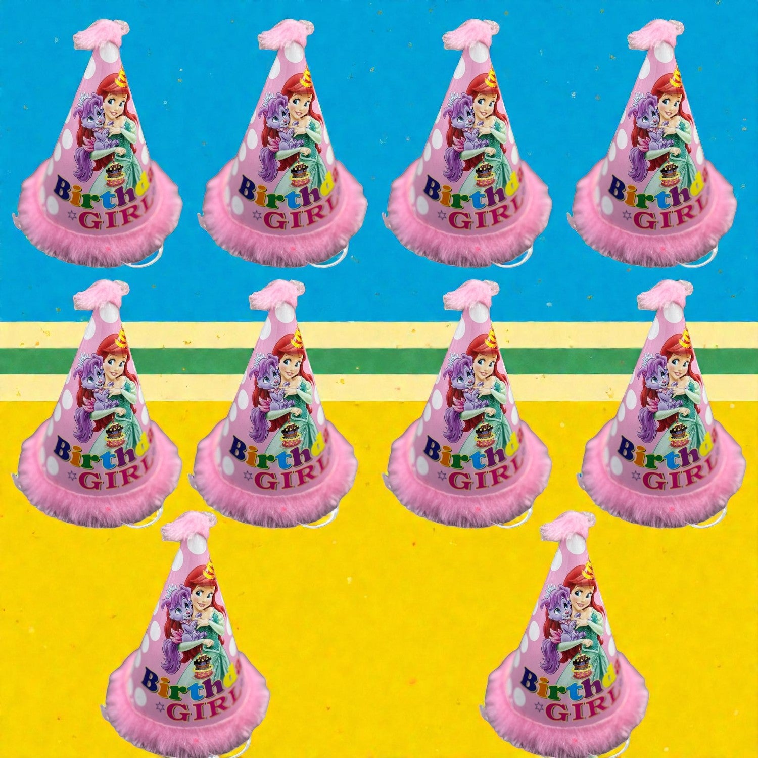 Birthday Caps for Girls | Happy Birthday Party Caps for Kids | Colorful Birthday Cap for Kids Celebration | Birtday Party Caps for Home & School Parties - Apkamart #Style_Pack Of 10