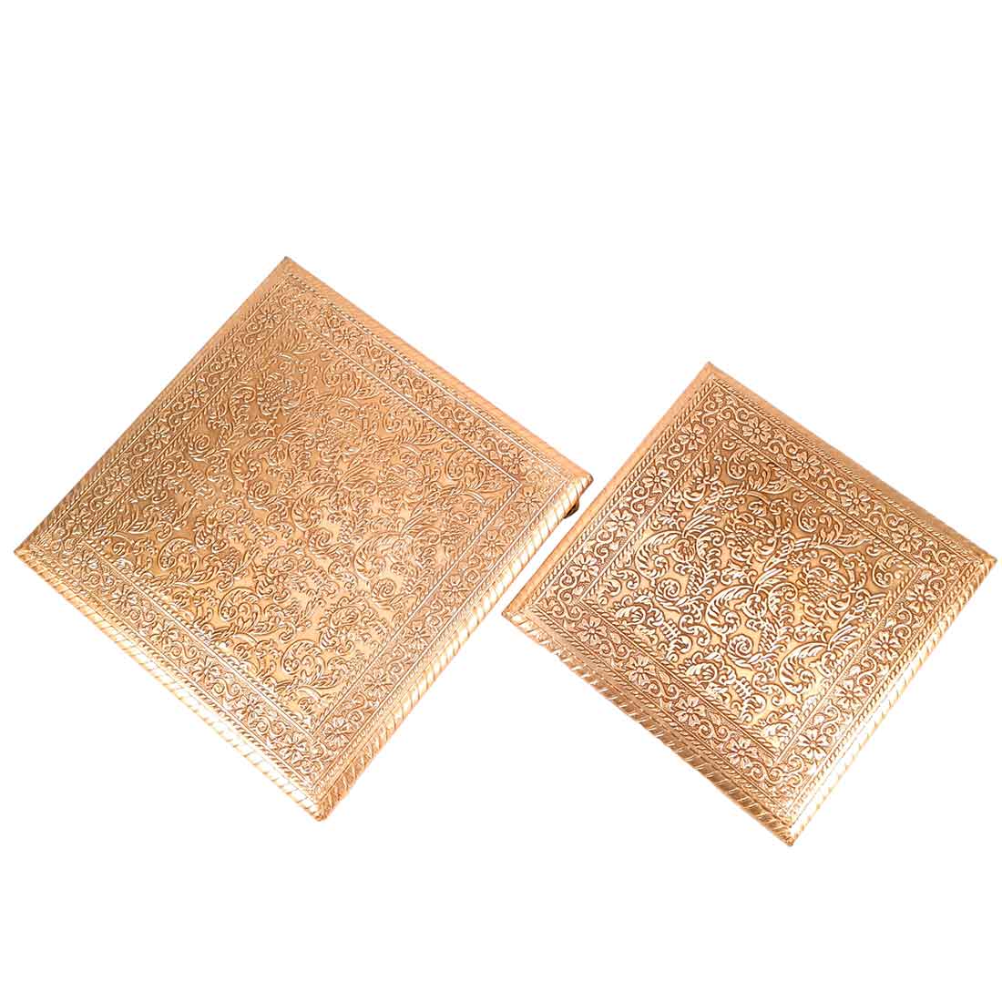 Puja Chowki Bajot |Wood & Brass Chauki Set - For Home Decor, Pooja, Weddings & Festivals - 8x10 Inch (Pack of 2) - Apkamart