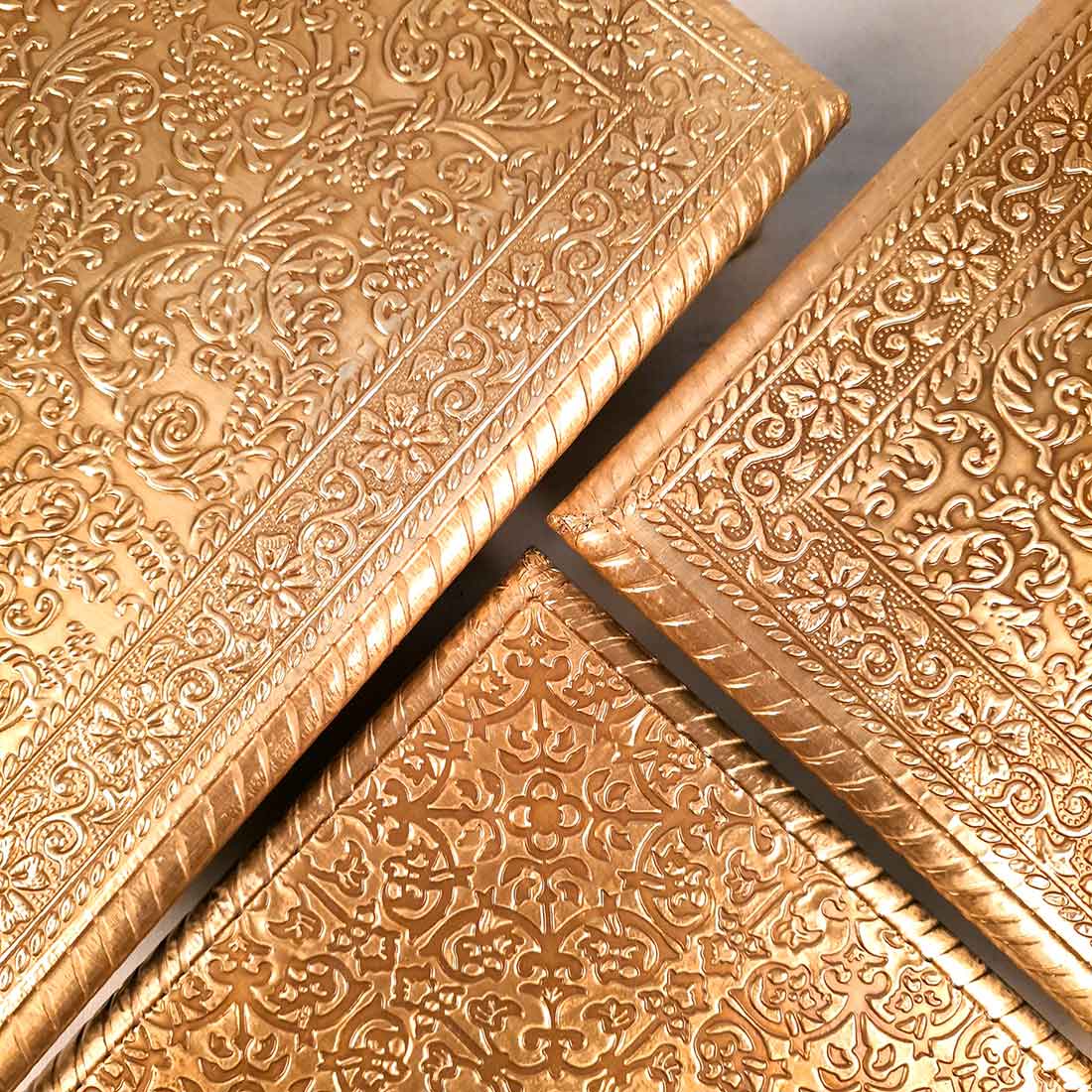 Puja Chowki Bajot | Brass Chauki Set - For Home Decor, Pooja, Weddings & Festivals - 6x8x10 Inch (Pack of 3) - Apkamart