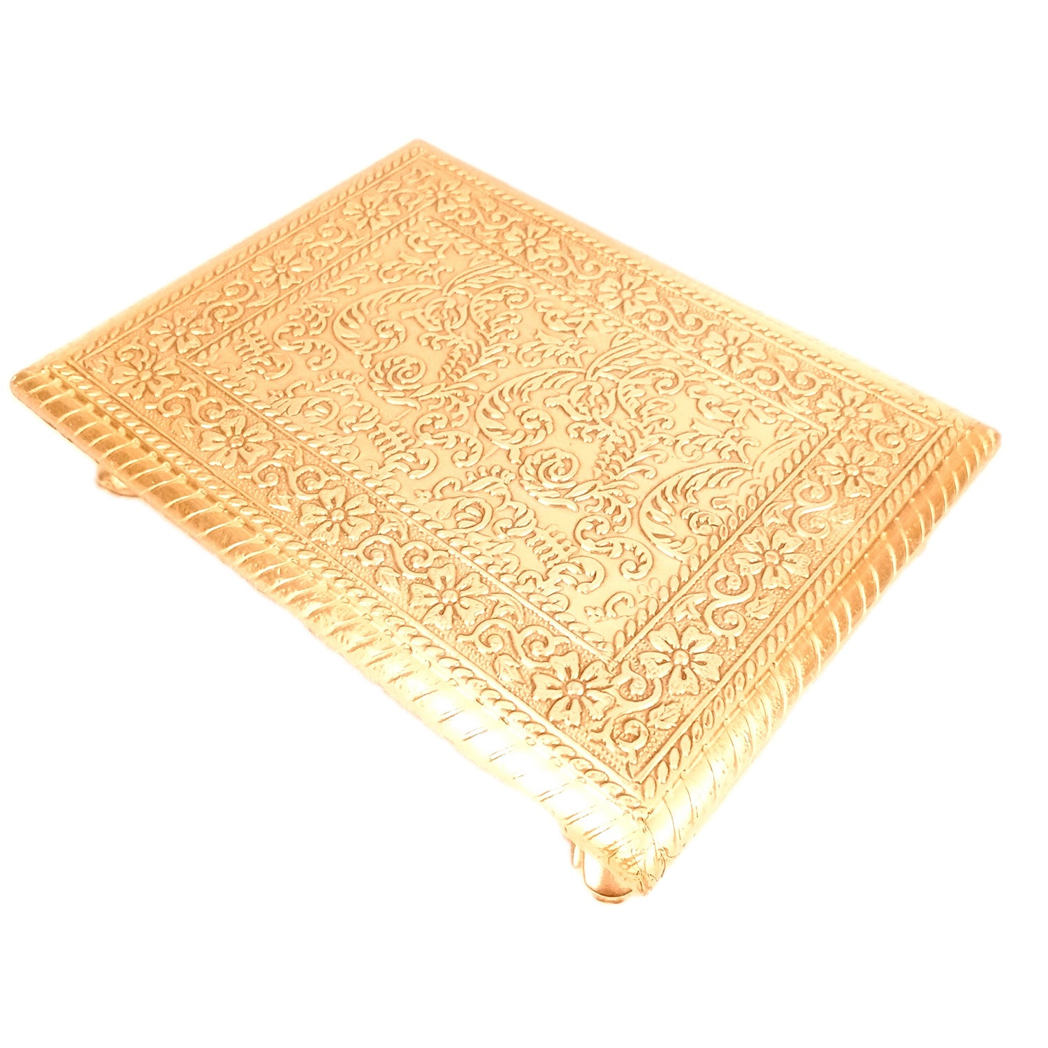 Wooden Brass Chowki for Pooja| Decorative Puja Bajot| Sitting Stool - for God Idol, Temple, Home Decor, Diwali, Festivals & Gifts - 8 Inch - Apkamart #Style_Pack Of 1