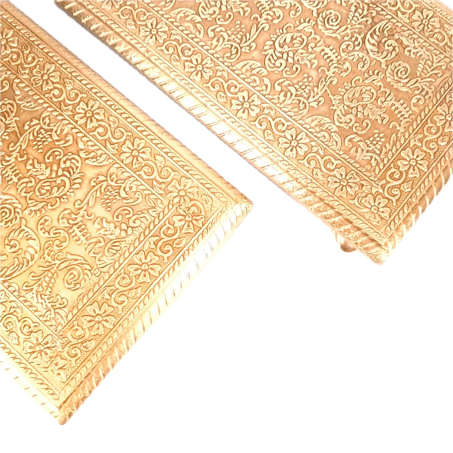 Puja Chowki Bajot | Wooden Brass Pooja Patla Chauki - for God Idol, Temple, Home Decor, Diwali, Festivals & Gifts - 12 Inch - Apkamart #Style_Pack Of 2