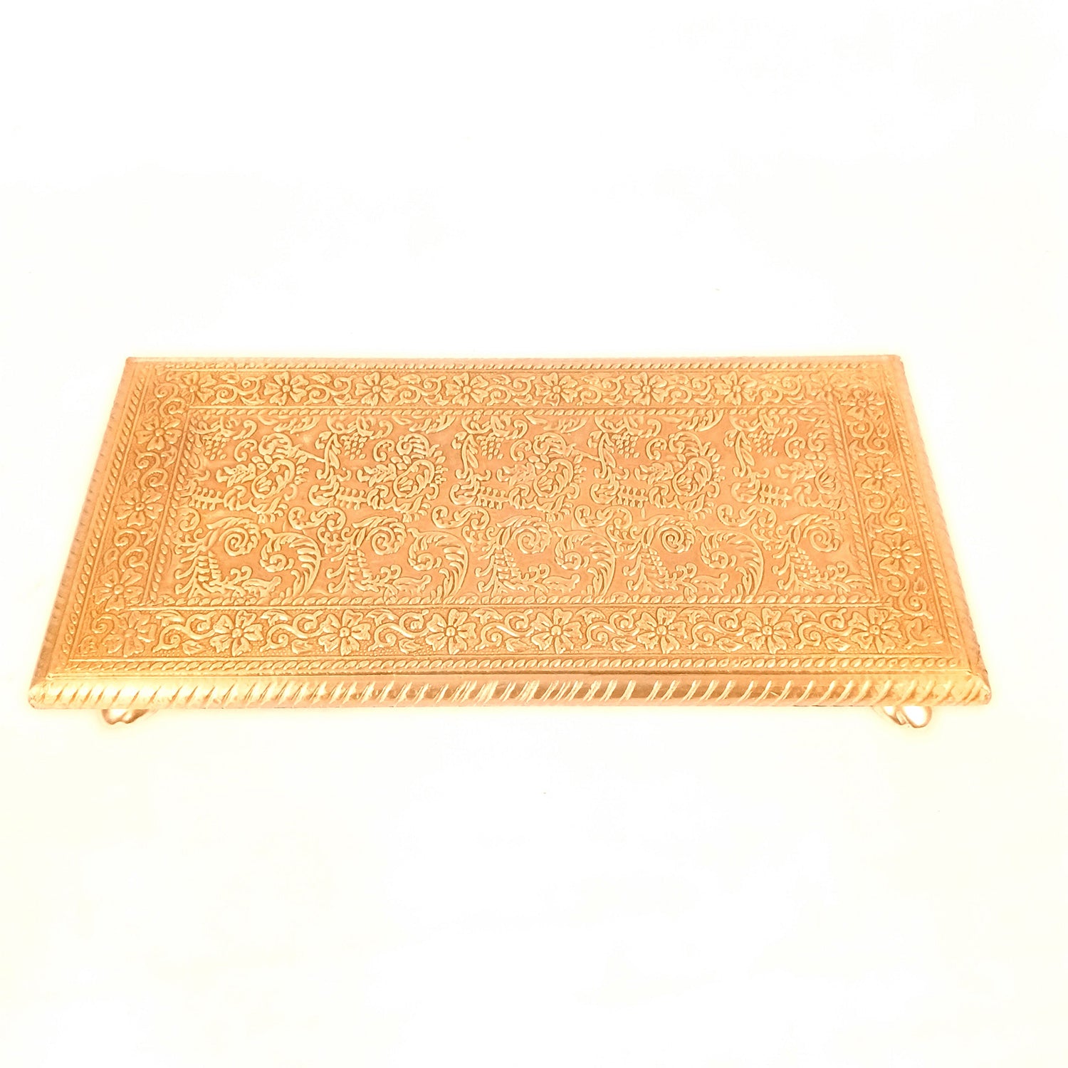Puja Chowki Bajot | Wooden Brass Pooja Patla Chauki - for God Idol, Temple, Home Decor, Diwali, Festivals & Gifts - 12 Inch - Apkamart #Style_Pack Of 1
