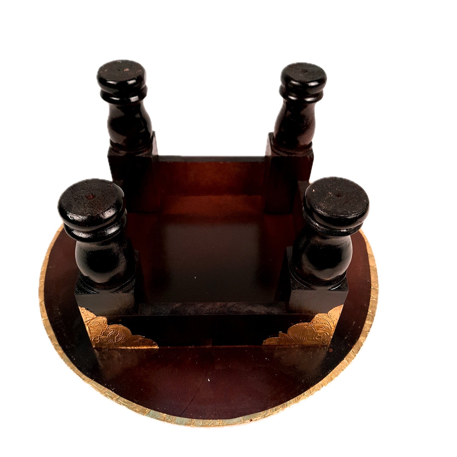 Puja Chowki Bajot | Wooden Brass Chauki | Peeta / Patla for Sitting - For Pooja, Living Room, Home & Corner Decor - 13 Inch - Apkamart