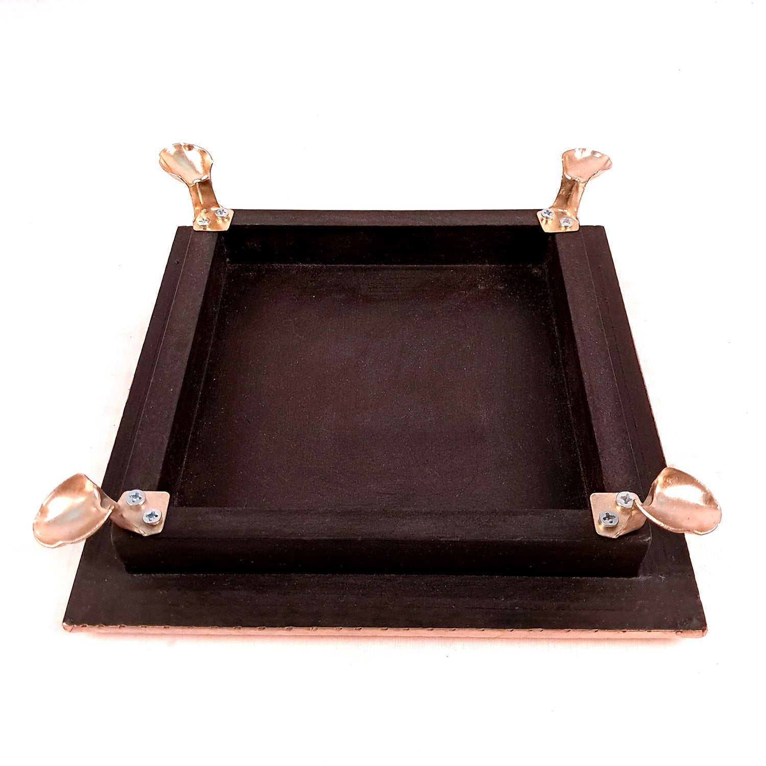 Wooden Chowki for Pooja | Decorative Brass Bajot | Peeta/Patla for Puja - for Living Room, Festivals, Diwali, Temple, Pooja, Home Decor & Gifts - apkamart