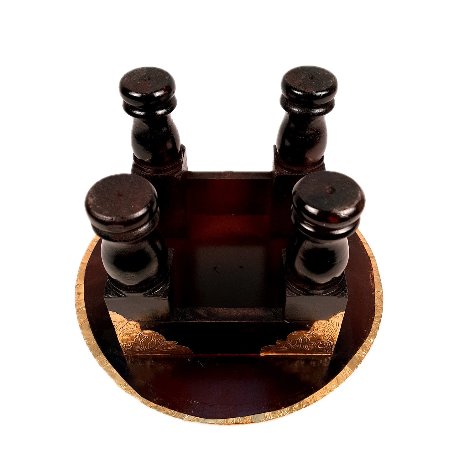 Puja Chowki Bajot | Wooden Brass Chauki | Peeta / Patla for Sitting - For Pooja, Living Room, Home & Corner Decor - 11 Inch - Apkamart