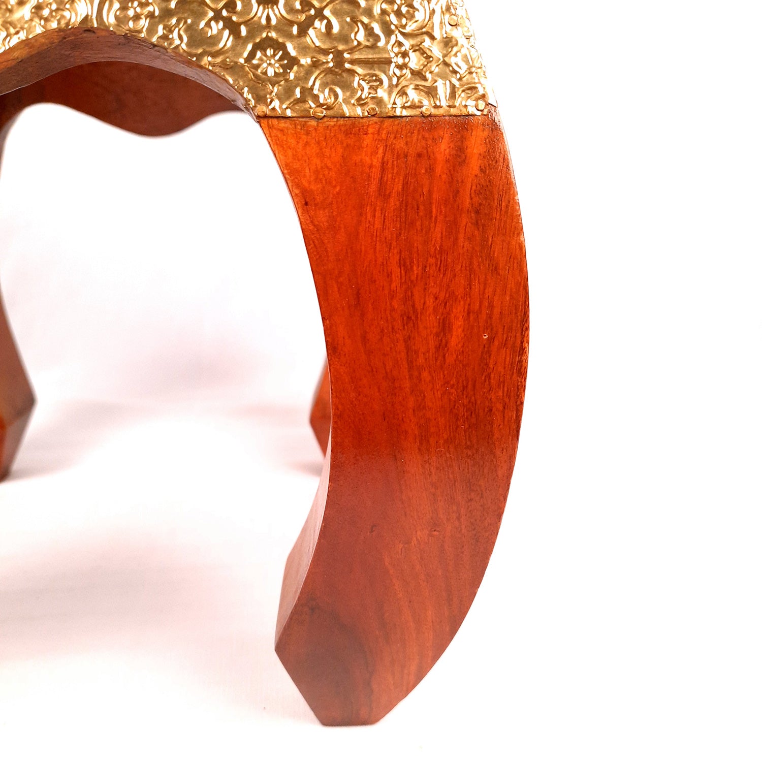 Side Table | Wood & Brass End Tables Cum Stool - for Keeping Lamp, Vases & Plants | Small Stools - for Sitting, Bedside, Home Decor, Corners, Sofa Side Stool, Office & Gifts - 12 Inch