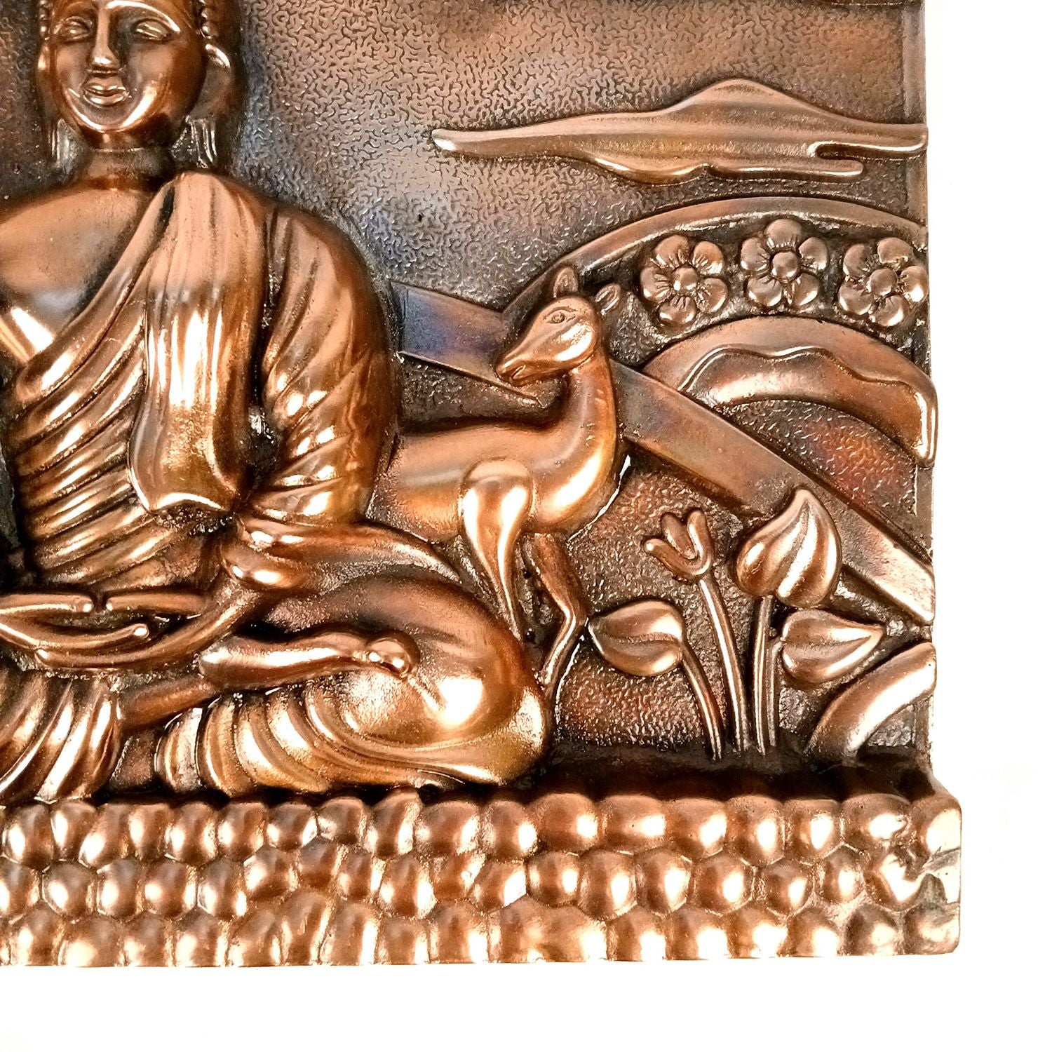 Buddha Meditating Metal Wall Hanging Home Decor - 17 Inch - Apkamart