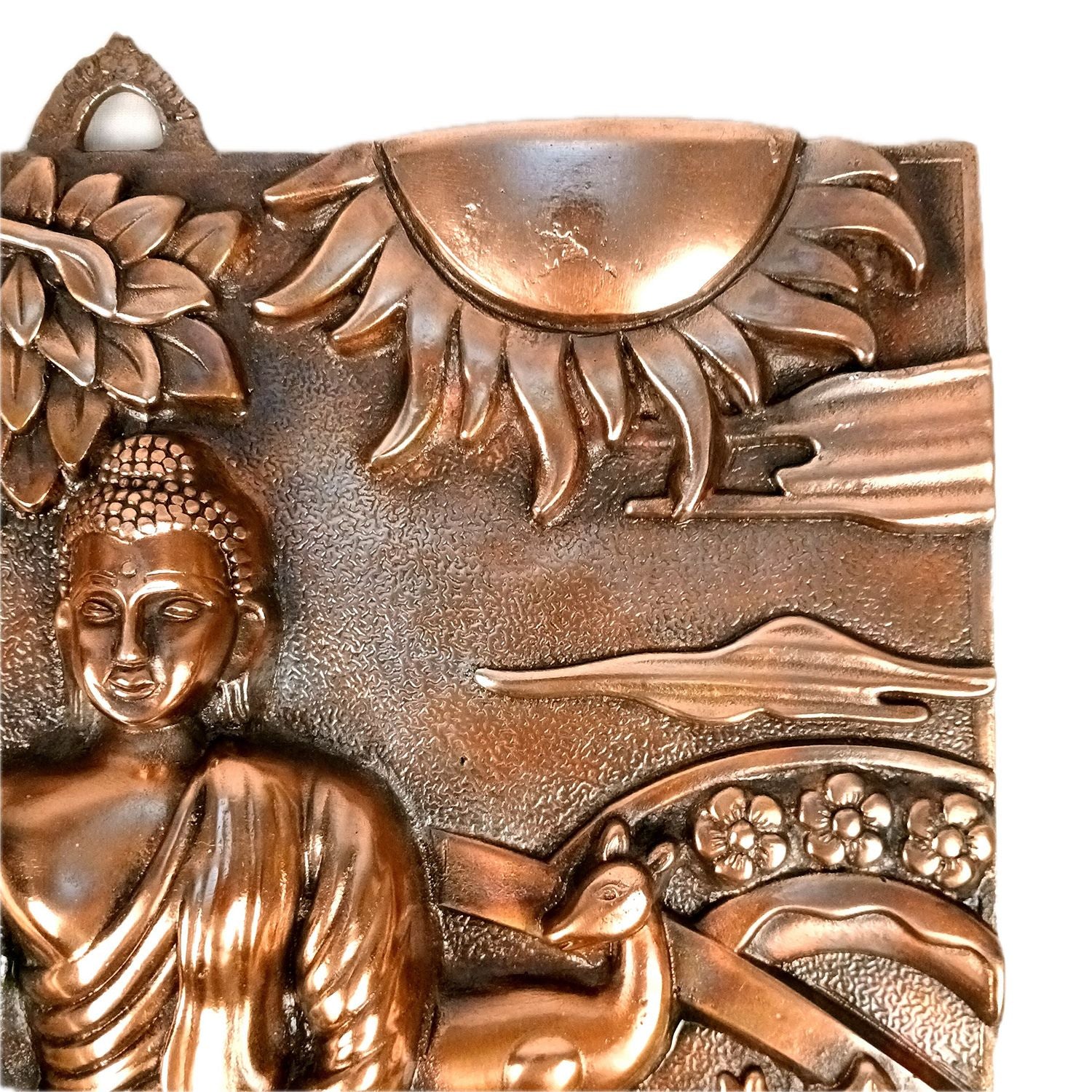 Buddha Meditating Metal Wall Hanging Home Decor - 17 Inch - Apkamart