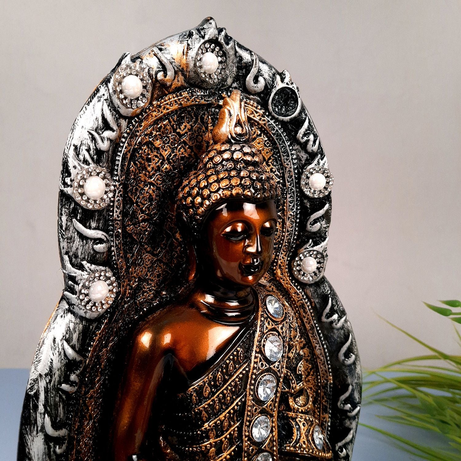 Buddha Showpiece | Lord Buddha Meditating Idol Statue - For Living room, Home, Table, Shelf, Office Decor - 12 Inch - apkamart