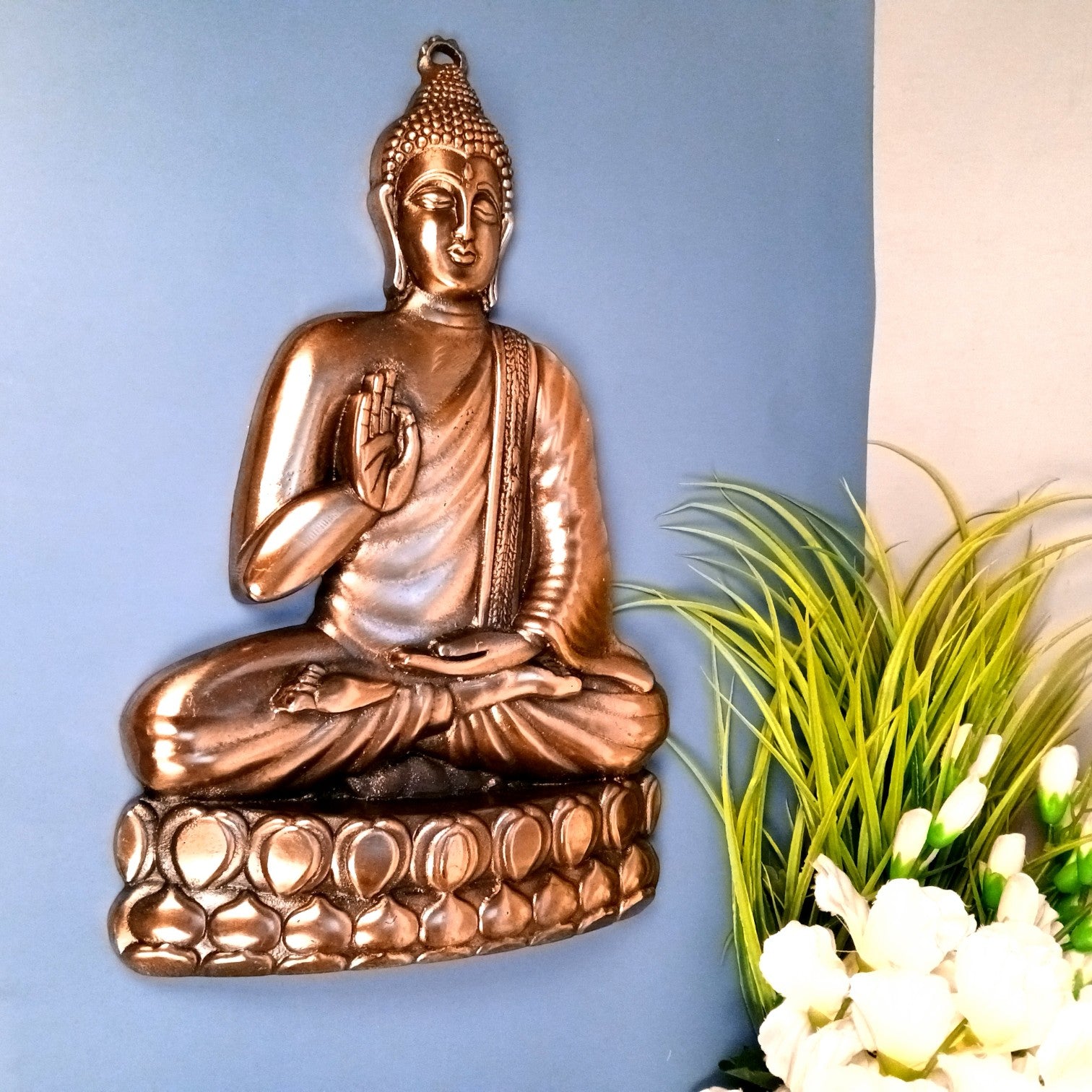 Buddha Wall Hanging for Home Decor | Decorative Wall Art for Living Room, Bedroom & Office | Wall Hanging Showpiece & Gift Item - 17 Inch - Apkamart
