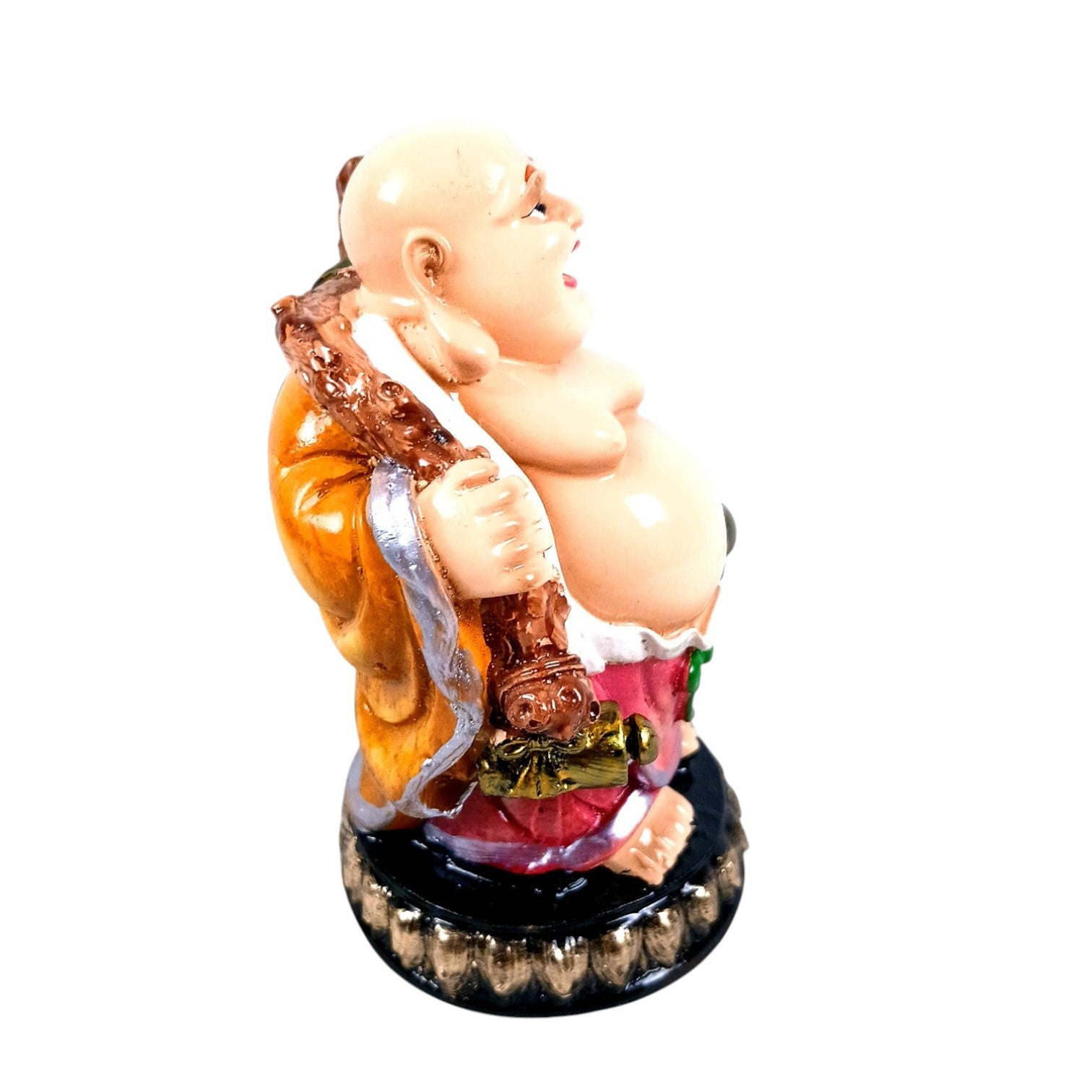 Laughing Buddha Statue | Buddha Showpiece with Money Bag for Wealth | For Good Luck, Home, Table & Office Decor & Gift - Symbol of wealth, good luck & prosperity - 5 Inch - Apkamart