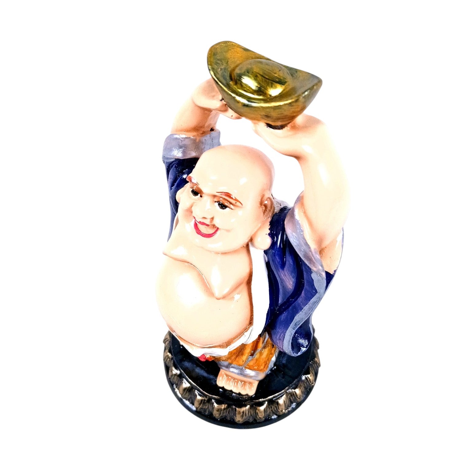 Laughing Buddha Statue with Bowl | Buddha Showpiece with Money Bag for Wealth | For Home, Table & Office Decor & Gift - Symbol of wealth, good luck & prosperity - 6 Inch - Apkamart