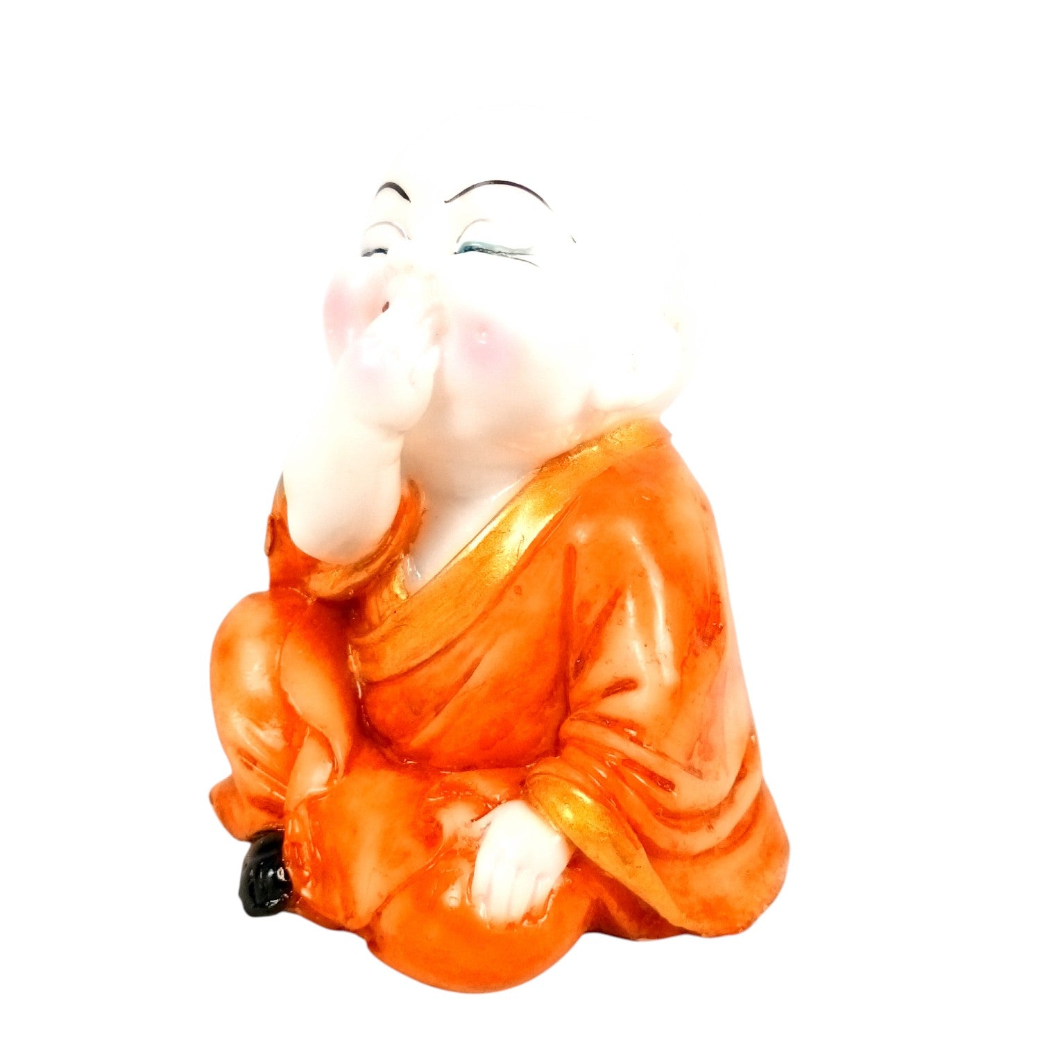 Baby Monk Laughing Buddha Statue | Cute Buddha Showpiece for Home Decor & Vastu | Decorative Figurine for Living Room, Table & Gifting - (Pack Of 2) - Apkamart