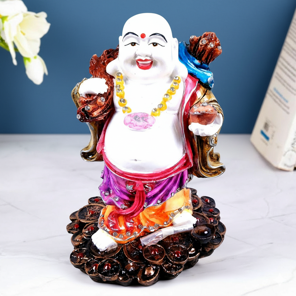 Laughing Buddha Showpiece with Rustic Look | Baby Monk Showpiece - For Home, Table & Office Decor & Gift | Feng Shui Decor - 9 Inch - Apkamart