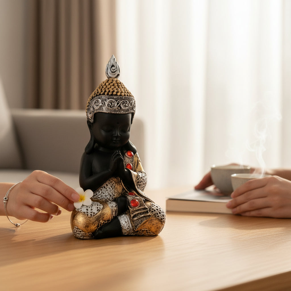 Gautam Buddha Sitting Statue for Home Décor | Peaceful Buddha Idol Showpiece for Living Room, Office, Table & Gifts - 10 Inch - Apkamart