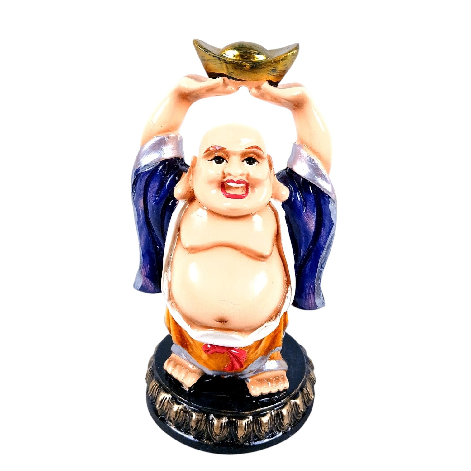 Laughing Buddha Statue with Bowl | Buddha Showpiece with Money Bag for Wealth | For Home, Table & Office Decor & Gift - Symbol of wealth, good luck & prosperity - 6 Inch - Apkamart