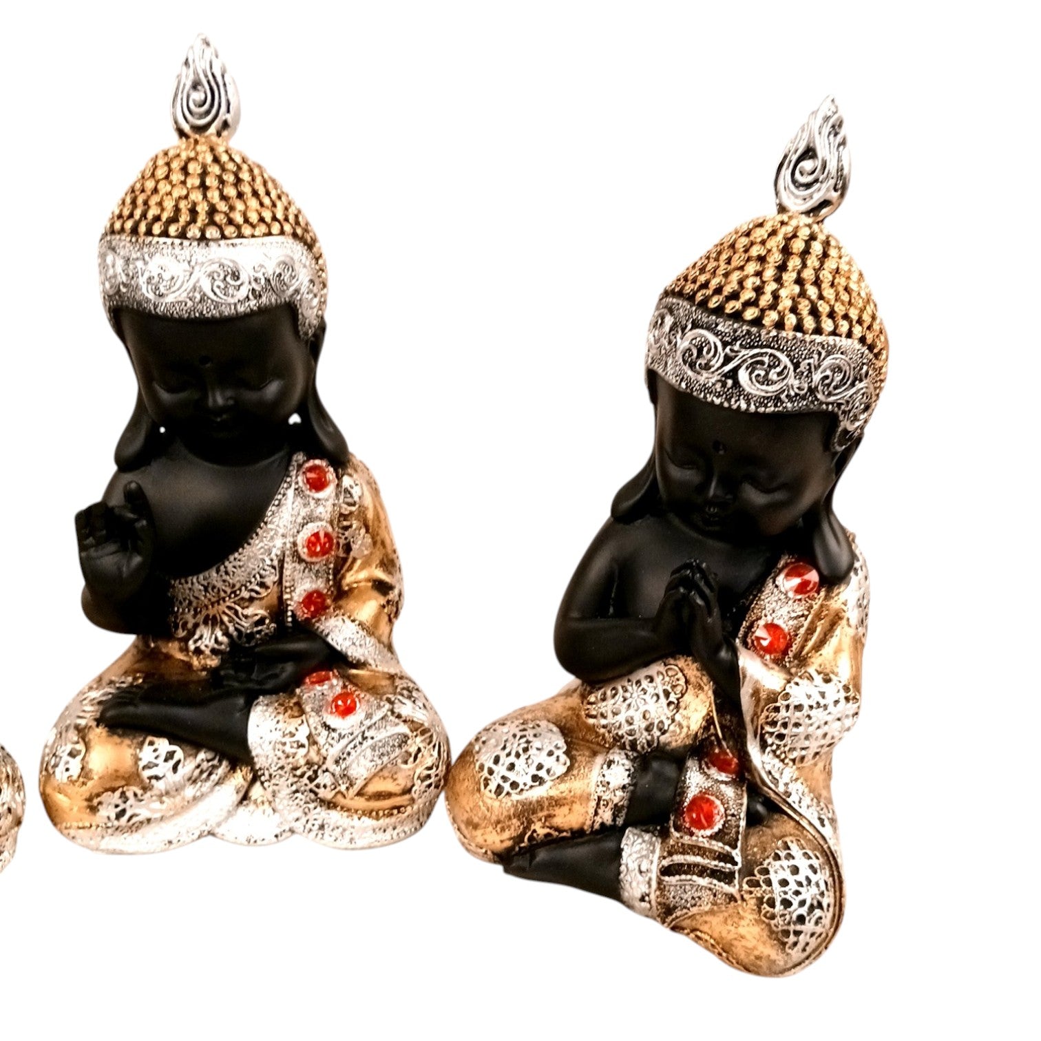 Buddha Statues | Lord Gautam Buddha Sitting Pose Idol Showpiece - For Living room, Home, Table, Shelf, Office Décor | Housewarming & Birthday Gift - 10 Inch (Set Of 4) - Apkamart